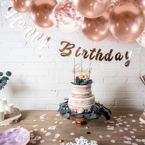 Pink and Gold Confetti Balloons, 60pcs Hot Pink Balloons Macaron Pink Balloons White Balloons Metallic Gold Balloons for Girls Birthday Baby Shower Bridal Shower Wedding Anniversary Party Decorations in Kuwait