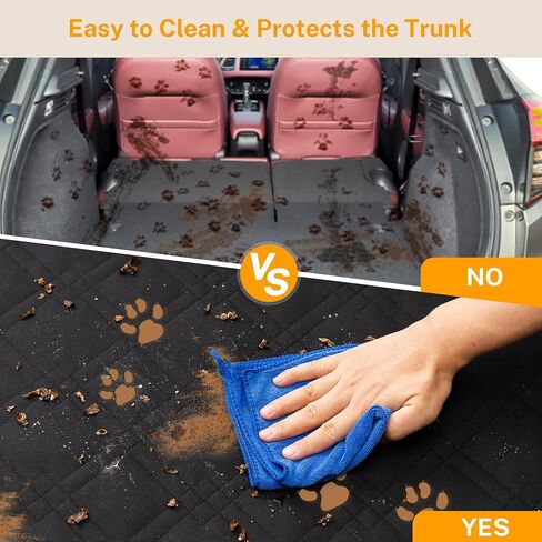 Toozey SUV Cargo Liner for Dogs XL, Waterproof Dog Trunk Seat Cover for Back Cargo Area, Dog Car Floor Mat with Side and Bumper Protector, Pet Cargo Cover Liner for SUV/Van/Truck, Black in Kuwait