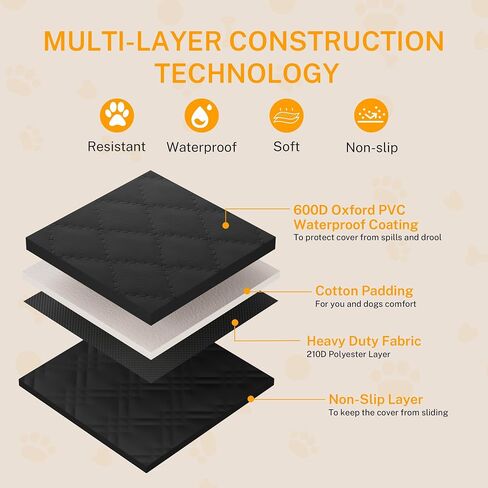 Toozey SUV Cargo Liner for Dogs XL, Waterproof Dog Trunk Seat Cover for Back Cargo Area, Dog Car Floor Mat with Side and Bumper Protector, Pet Cargo Cover Liner for SUV/Van/Truck, Black in Kuwait
