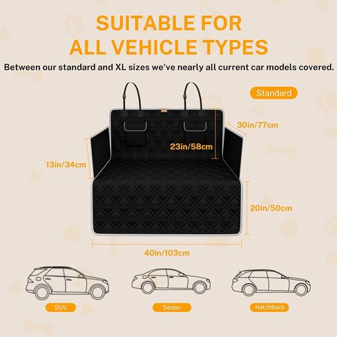 Toozey SUV Cargo Liner for Dogs XL, Waterproof Dog Trunk Seat Cover for Back Cargo Area, Dog Car Floor Mat with Side and Bumper Protector, Pet Cargo Cover Liner for SUV/Van/Truck, Black in Kuwait