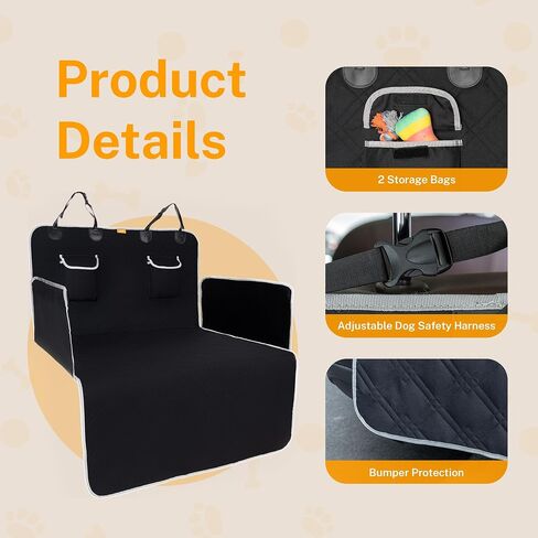 Toozey SUV Cargo Liner for Dogs XL, Waterproof Dog Trunk Seat Cover for Back Cargo Area, Dog Car Floor Mat with Side and Bumper Protector, Pet Cargo Cover Liner for SUV/Van/Truck, Black in Kuwait