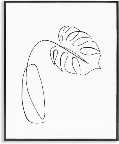 Stupell Industries Minimal Monstera Plant Single Line Drawing, Designed by Patricia Pinto Black Framed Wall Art, 11 x 14 in Kuwait