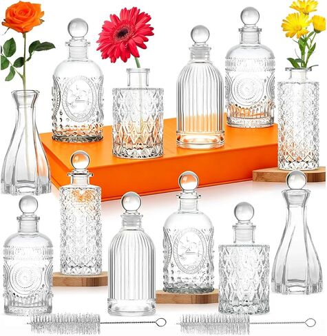 Glass Bud Vase Set (12pcs Transparent) in Kuwait