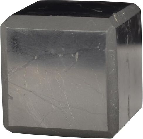 Authentic Shungite Cube Polished 40 mm / 1.57" Chakra Energy Natural Healing Crystal Real Black Cube Home Office Protection Desk Decor Meditation Reiki Grounding Stone in Kuwait