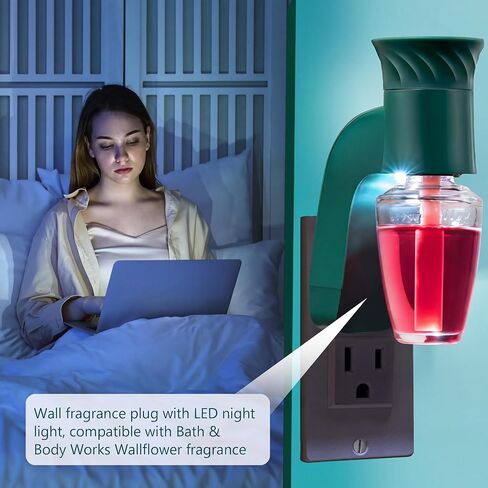 Hohean 2 حزمة من قابس عطر الحائط مع ضوء ليلي متوافق مع عطر Bath and Body Works WallFlower، معتمد من ETL، قابل للتدوير، قابس ناشر عطر للتحكم الدقيق في الرائحة للمنزل والمكتب in Kuwait