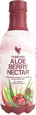 Forever Living | Forever Aloe Berry Nectar 1L - Aloe Vera Juice, Apple Juice, Cranberry Juice, and Aloe Vera Gel, 90.7% Aloe Vera Gel from Inner Aloe Vera Leaf, Vegan-Friendly, and Gluten-Free in Kuwait