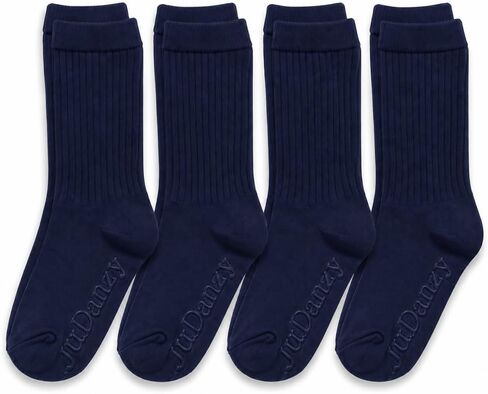juDanzy 4 Pack of Mid-Calf Ribbed Socks with Anti-Slip Grips for School Uniform, Soccer, Sports, AFO in Kuwait