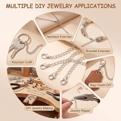 10 Pieces Necklace Extenders Chain Necklace with Adjustable Lobster Clasp for Necklace Bracelet DIY Jewelry Making Findings in Kuwait