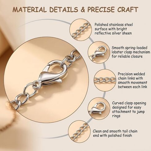10 Pieces Necklace Extenders Chain Necklace with Adjustable Lobster Clasp for Necklace Bracelet DIY Jewelry Making Findings in Kuwait
