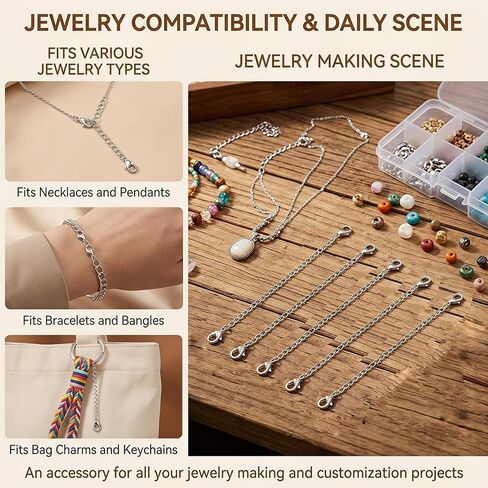 10 Pieces Necklace Extenders Chain Necklace with Adjustable Lobster Clasp for Necklace Bracelet DIY Jewelry Making Findings in Kuwait