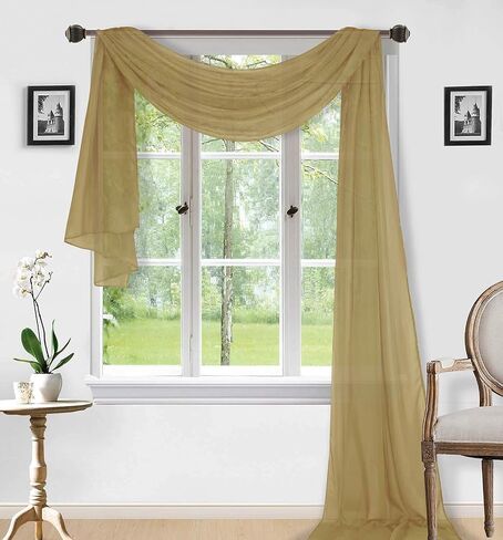 ستائر نافذة وشاح من Sapphire Home - ستائر شفافة طويلة جدًا للنوافذ - ستائر Voile Swag لغرفة المعيشة والمطبخ وديكور غرفة النوم وحفلات الزفاف والمناسبات - 37 بوصة × 216 بوصة - قطعة واحدة - أزرق ملكي in Kuwait