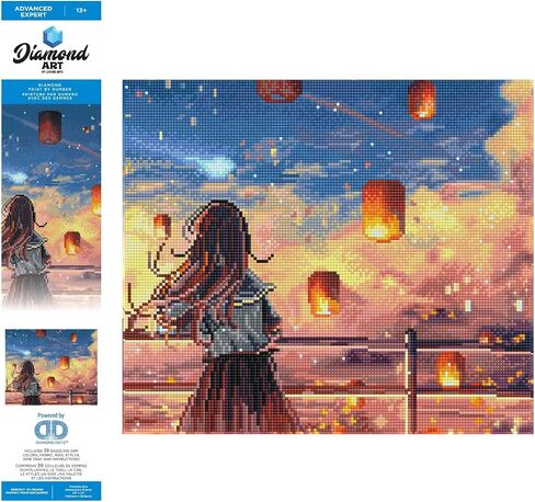 DIAMOND ART BY LEISURE ARTS Lanterns, 16"x20", Advanced Diamond Painting Kits for Adults, Diamond Art for Adults, Diamond Art Kit, Diamond Art Painting in Kuwait