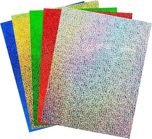Hygloss Products Holographic Self-Adhesive Paper Sheets, Made in USA - 8-1/2 x 11 Inches, Silver, 5 Pack in Kuwait