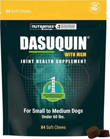 Nutramax Laboratories Dasuquin مع مكمل صحة المفاصل MSM للكلاب الصغيرة والمتوسطة - مع الجلوكوزامين، MSM، الكوندرويتين، ASU، مستخلص Boswellia Serrata، ومستخلص الشاي الأخضر، 84 مضغ ناعم in Kuwait