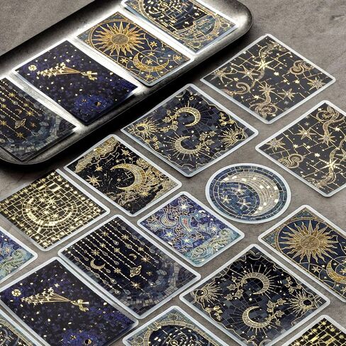 Aromoty Gold foil Magic Holographic Stickers Set 180pcs 4 Themes Resin Transparent Waterproof Stickers,Butterfly,Flower Vintage Scrapbook Junk Bullet Journals Laptop,Water Bottles Decor in Kuwait
