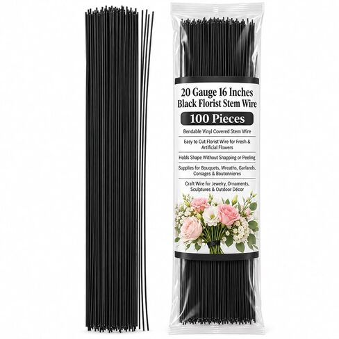 Mandala Crafts 100 PCs Floral Wire Stems - Flower Wire for Crafts Flower Arrangement - 16 Inches Florist Wire for Floral Stems 18 Gauge Floral Wire (20 Gauge 0.81mm, Red) in Kuwait