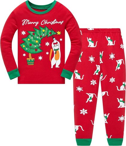 Akyzic Little Girls Pajamas Sets Baby Girl 2Pcs 100% Cotton Pjs Kids Long Sleeve Sleepwear in Kuwait