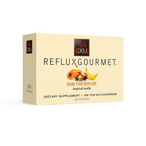 Reflux Gourmet Tropical Soothe GxM Alginate Therapy Sodium Bicarbonate Gum for Acid Reflux, Oral, Cognitive, and Digestive Support, Natural with Ginger, Celeriac, Aloe, Sugar Free, Gluten Free, Vegan in Kuwait