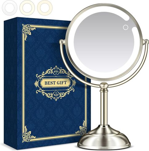 B Beauty Planet 20X Magnifying Mirror with Bamboo Base, Double Sided Magnifying Mirror with 20X/1X Magnification, 360° Swivel Tabletop Mirror with Storage Stand, Round Makeup Mirror for Bedroom 8IN in Kuwait