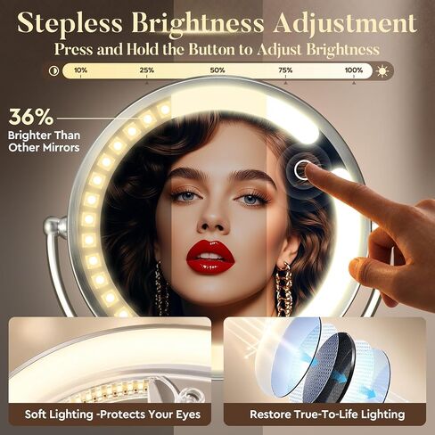 B Beauty Planet 20X Magnifying Mirror with Bamboo Base, Double Sided Magnifying Mirror with 20X/1X Magnification, 360° Swivel Tabletop Mirror with Storage Stand, Round Makeup Mirror for Bedroom 8IN in Kuwait