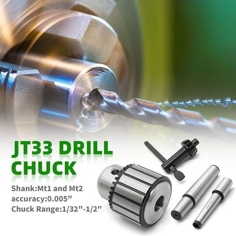 Heavy Duty Optional 1/32"-5/8" 1-32"-1/2" JT33 Drill Chuck Mount & Morse Taper Shank (MT1 MT2 MT3) (1-32"-1/2",4Pcs MT1 MT2) in Kuwait