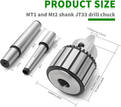 Heavy Duty Optional 1/32"-5/8" 1-32"-1/2" JT33 Drill Chuck Mount & Morse Taper Shank (MT1 MT2 MT3) (1-32"-1/2",4Pcs MT1 MT2) in Kuwait