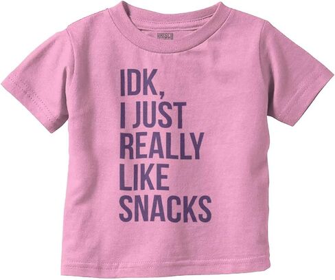 IDK أنا فقط أحب الوجبات الخفيفة مضحك طفل صبي فتاة تي شيرت in Kuwait
