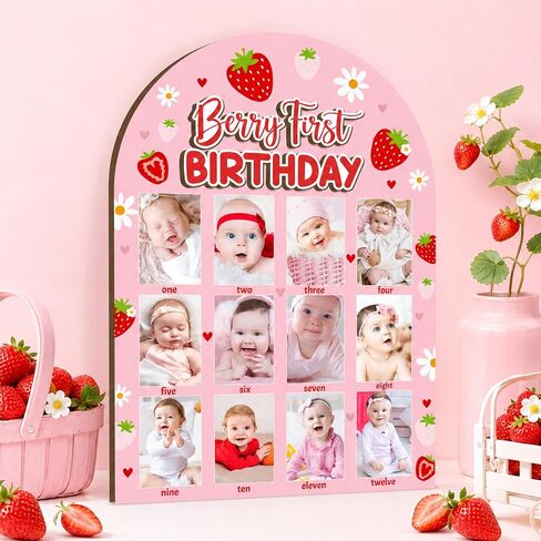 R HORSE My First Year Photo Display Wood Board, Baby’s First Year Picture Frame 12 Months Milestone Board Photo Frame Neutral Baby Keepsake Frame Boho Sun 1st Birthday Nursery Decor Gift for Boy Girl in Kuwait