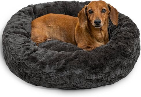Best Friends by Sheri The Original Calming Donut Cat and Dog Bed in Shag Fur Denim, Large 36" in Kuwait