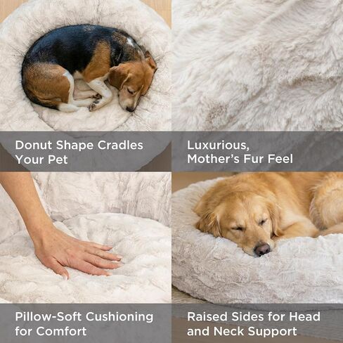 Best Friends by Sheri The Original Calming Donut Cat and Dog Bed in Shag Fur Denim, Large 36" in Kuwait