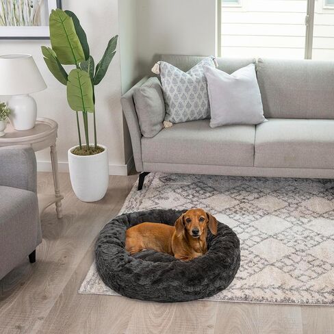 Best Friends by Sheri The Original Calming Donut Cat and Dog Bed in Shag Fur Denim, Large 36" in Kuwait