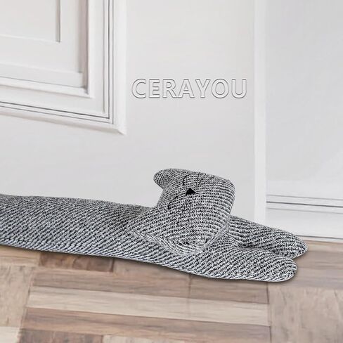 CERAYOU Cat Fabric تحت الباب مسودة سدادة، 3LB الثقيلة الزخرفية عازلة للصوت مسودة الباب مانع، 34 بوصة الحيوان توفير الطاقة مشروع الحرس، أبيض in Kuwait