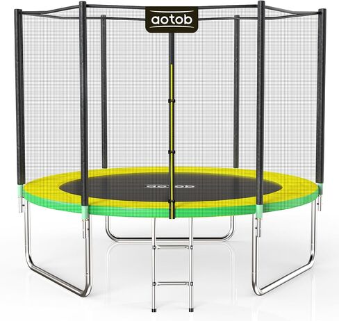 aotob 8ft 10ft 12ft 14 قدم 15ft الترامبولين مع شبكة الضميمة السلامة، الترامبولين في الهواء الطلق مع طوق كرة السلة، حصيرة القفز الثقيلة وحشوة غطاء الربيع للأطفال والكبار، وحقيبة التخزين وسلم in Kuwait