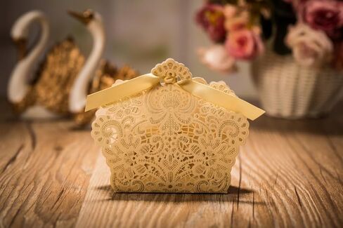 lucky star 50x Laser Cut Wedding Favor Boxes Candy Boxes Birthday Party Favor Boxes Baby Shower Chocolate Gift Boxes (Navy Blue) in Kuwait