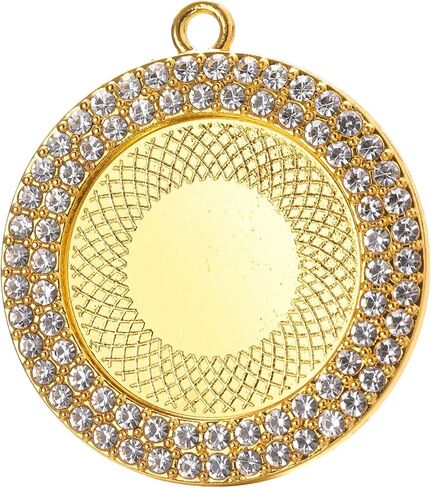 SAUNUCHI 10pcs 25mm 30mm Rhinestone Bezel Pendant Trays Roud Cabochon Necklace Blank Base Settings for Jewelry Making (25mm, black) in Kuwait