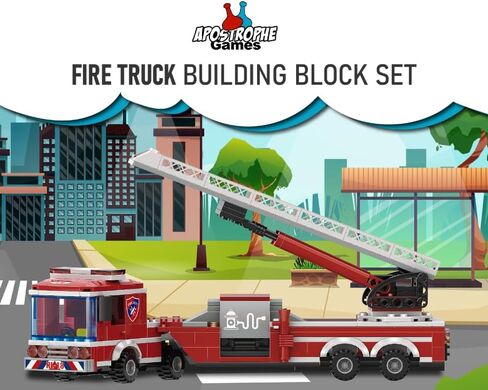 Apostrophe Games Fire Truck Building Block Set, Fire Fighter Building Blocks (Extended Ladder Firetruck), 294 Pieces in Kuwait