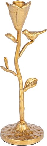 Creative Co-Op Hand-Forged Cast Iron Candelabra with Flowers and Bird, Holds 2, Gold Taper Holder in Kuwait