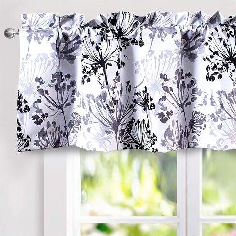 DriftAway Acacia Floral Blossom Watercolor مطبوعة بنسبة 100 بالمائة ستارة نافذة معزولة حراريًا للتعتيم، جيب واحد 52 بوصة × 14 بوصة بالإضافة إلى رأس 2 بوصة باللون الأزرق الداكن in Kuwait