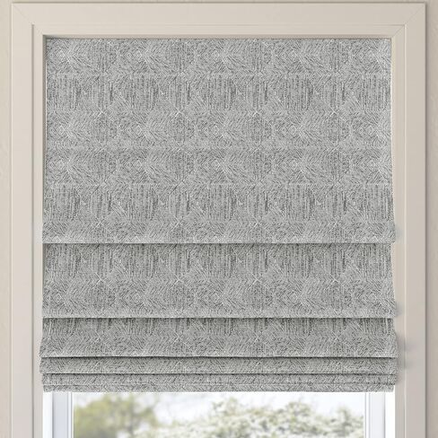 Sun Zero Tompkins Tonal Geometric Total Blackout Cordless Roman Shade، 31 بوصة × 64 بوصة، بيج in Kuwait