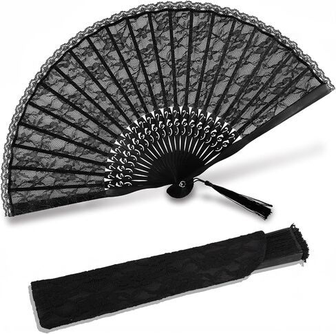 Amajiji الصينية/اليابانية خمر ريترو ستايل الخيزران الخشب الحرير للطي مروحة اليد للنساء HBSY (23 سنتيمتر) (002) in Kuwait