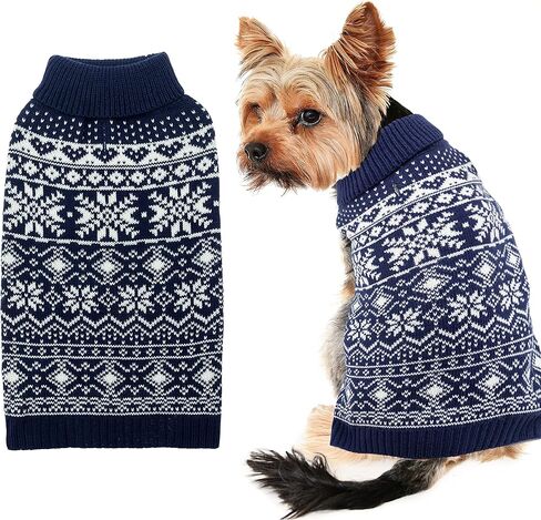 ABFEKIEA Dog Sweater - ملابس الكلاب الشتوية الدافئة لعيد الميلاد للكلاب الصغيرة والمتوسطة والكبيرة - نمط ندفة الثلج اللطيفة ذو الياقة المدورة للكلب سترة تريكو لحفلات العطلات والارتداء اليومي in Kuwait