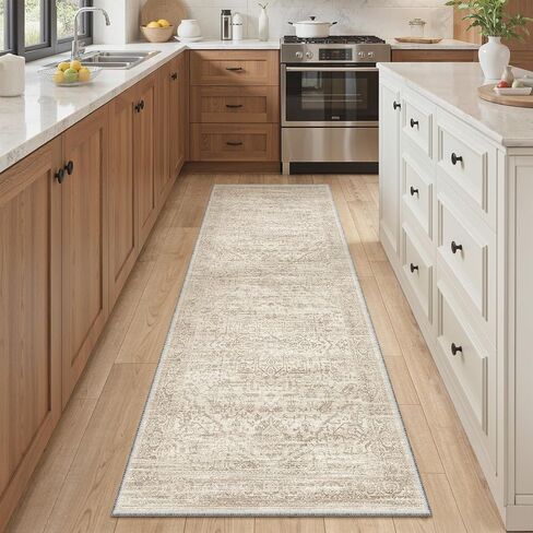 Rugland 9x12 Area Rug - Stain Resistant Washable Area Rug, Anti Slip Backing Area Rugs 9x12 Living Room, Vintage Tribal Area Rugs, Burgundy in Kuwait