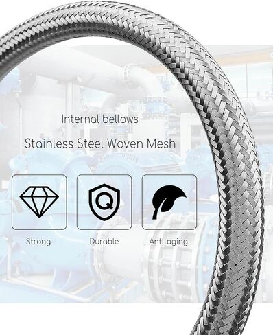 Industrial Grade Compressor Jumper Hose, 3/4" NPT Male Compression Adapter 48" Length Flexible Whole Body Stainless Steel Metal Hose with 2PCS Rotate Freely Fittings and Thread Seal Tapes in Kuwait