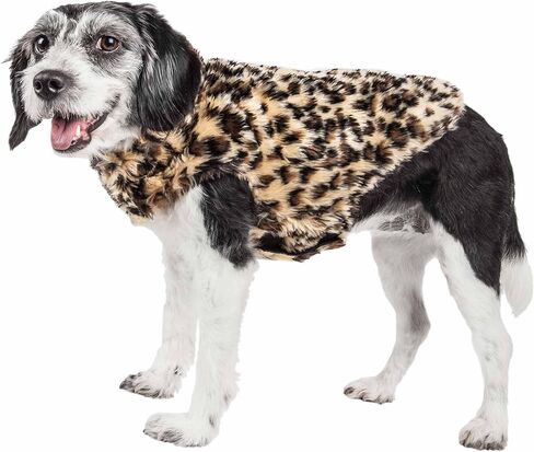Pet Life Luxe 'Poocheetah' Ravishing Designer Spotted Cheetah Patterned Mink Fur Dog Coat Jacket in Kuwait