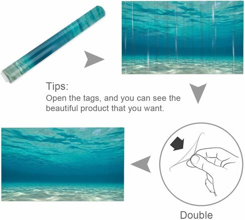 T&H XHome Aquarium Décor Backgrounds Pure Blue Water Pattern Fish Tank Background Aquarium Sticker Wallpaper Decoration Picture PVC Adhesive Poster 30.4" W x 12.4" H in Kuwait