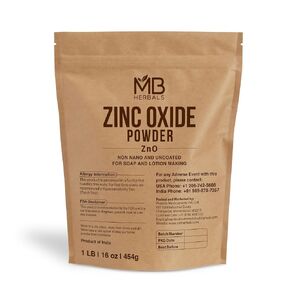 MB Herbals Zinc Oxide Powder 1 lb / 16 oz (454 Gram) | Uncoated & Non-Nano | For DIY Sunscreen Lotion and Cream in Kuwait