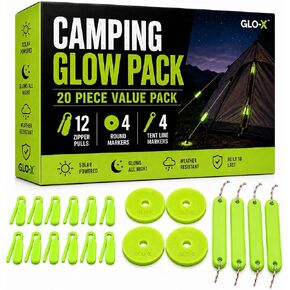 GLO-X Straight Pack of 4 - Powerful Glow in The Dark Camping Accessories for Tent Campers - Solar Powered Markers 12+ Hours Illumination in Kuwait