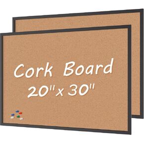 لوحة إعلانات Board2by Cork Board مقاس 36 × 48، لوحة فلين بإطار من الخشب الأسود مقاس 4x3، لوحة مكتب لفلين الحائط، لوحة دبوس إشعار كبيرة مثبتة على الحائط مع 18 دبابيس دفع للمدرسة والمنزل والمكتب in Kuwait