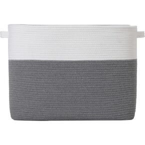 22"x14"x18" Mega Size Rectangular Extra Large Storage Basket, Rectangular Cotton Rope Storage Baskets, Woven Laundry Hamper, Cloth Storage Bin, for Clothes Blanket in Living Room, Dark Blue/Deep Blue in Kuwait