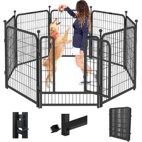 Dog Pens Outdoor 40" Height Foldable 2 Panels Heavy Duty Metal Portable Dog Playpen Indoor Anti-Rust Exercise Dog Fence with Doors for Large/Medium/Small Pets Play Pen for RV Camping Yard in Kuwait